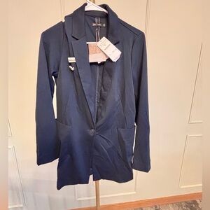 Stradivarius Size Small Women's Navy Blazer with Removable Pins MSRP $98